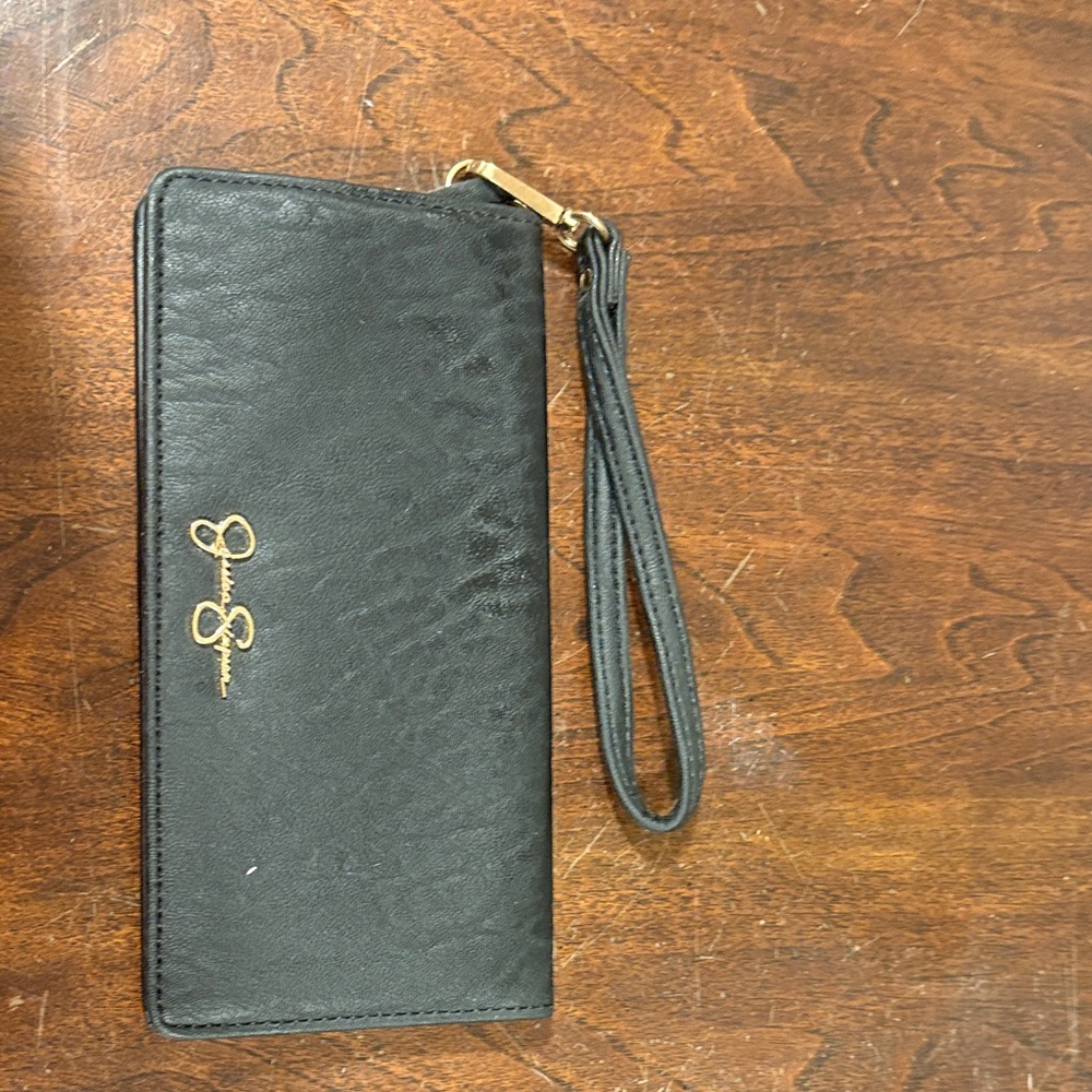 Jessica Simpson Black Wristlet with Gold Accents